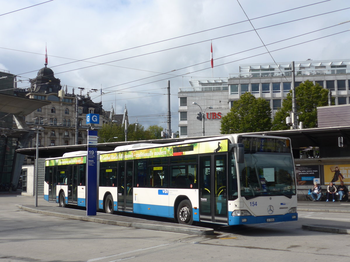 (185'180) - VBL Luzern - Nr. 154/LU 15'054 - Mercedes am 18. September 2017 beim Bahnhof Luzern