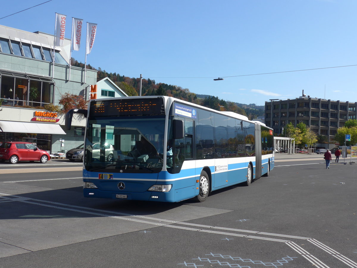 (185'923) - BLWE Wattwil - Nr. 5/SG 322'661 - Mercedes am 19. Oktober 2017 beim Bahnhof Wattwil