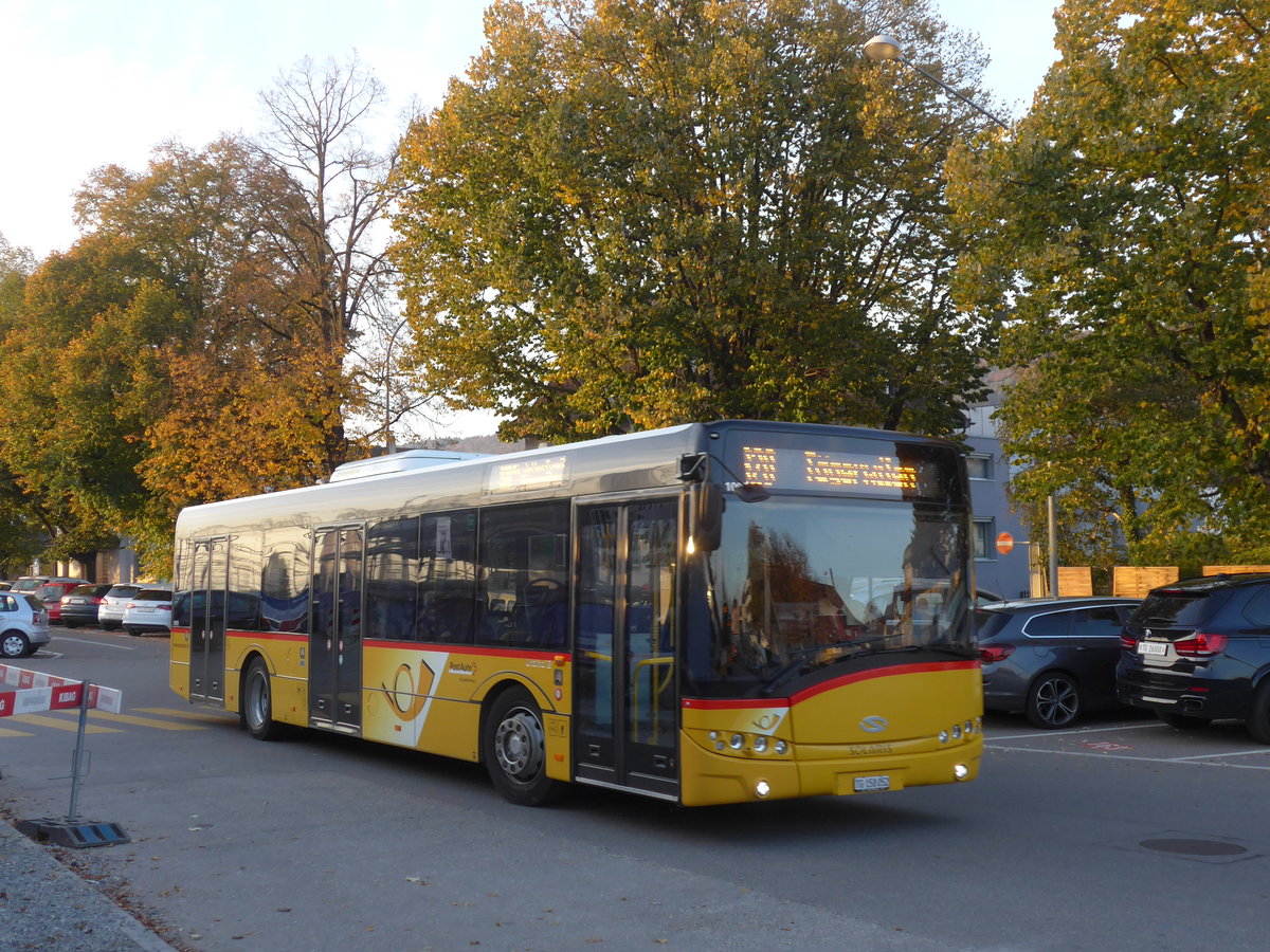 (185'971) - PostAuto Ostschweiz - TG 158'052 - Solaris am 19. Oktober 2017 beim Bahnhof Weinfelden