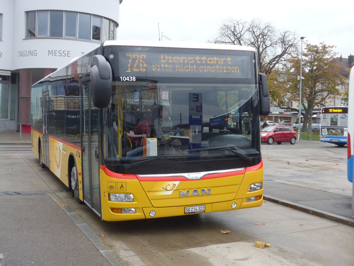 (186'142) - Postautobetriebe Unteres Toggenburg, Ltisburg - SG 214'322 - MAN am 27. Oktober 2017 beim Bahnhof Wil