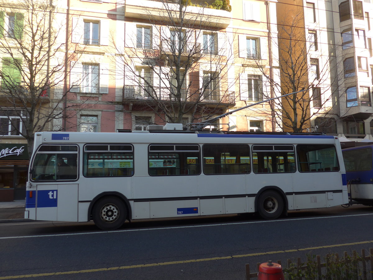 (187'161) - TL Lausanne - Nr. 787 - NAW/Lauber Trolleybus am 23. Dezember 2017 in Lausanne, Chauderon