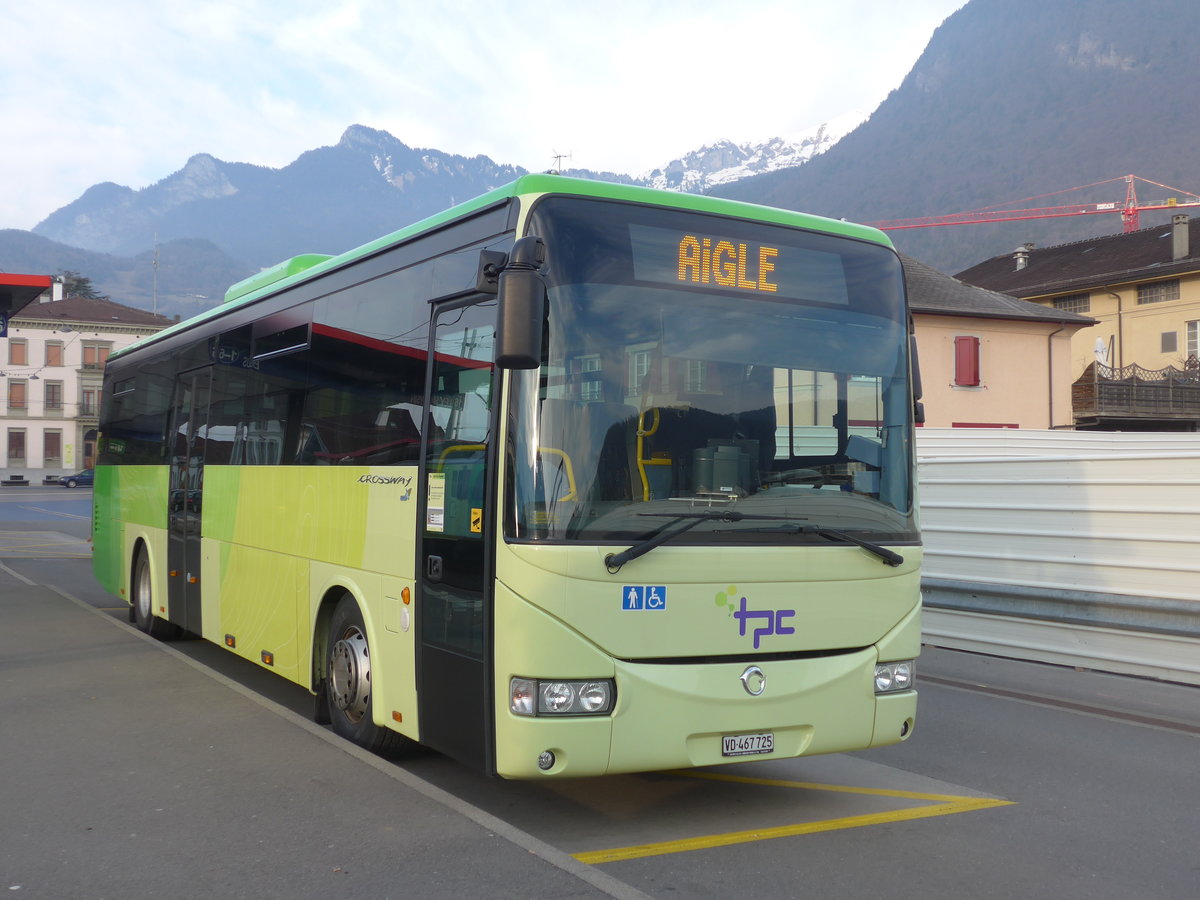 (187'958) - TPC Aigle - VD 467'725 - Irisbus am 14. Januar 2018 beim Bahnhof Aigle