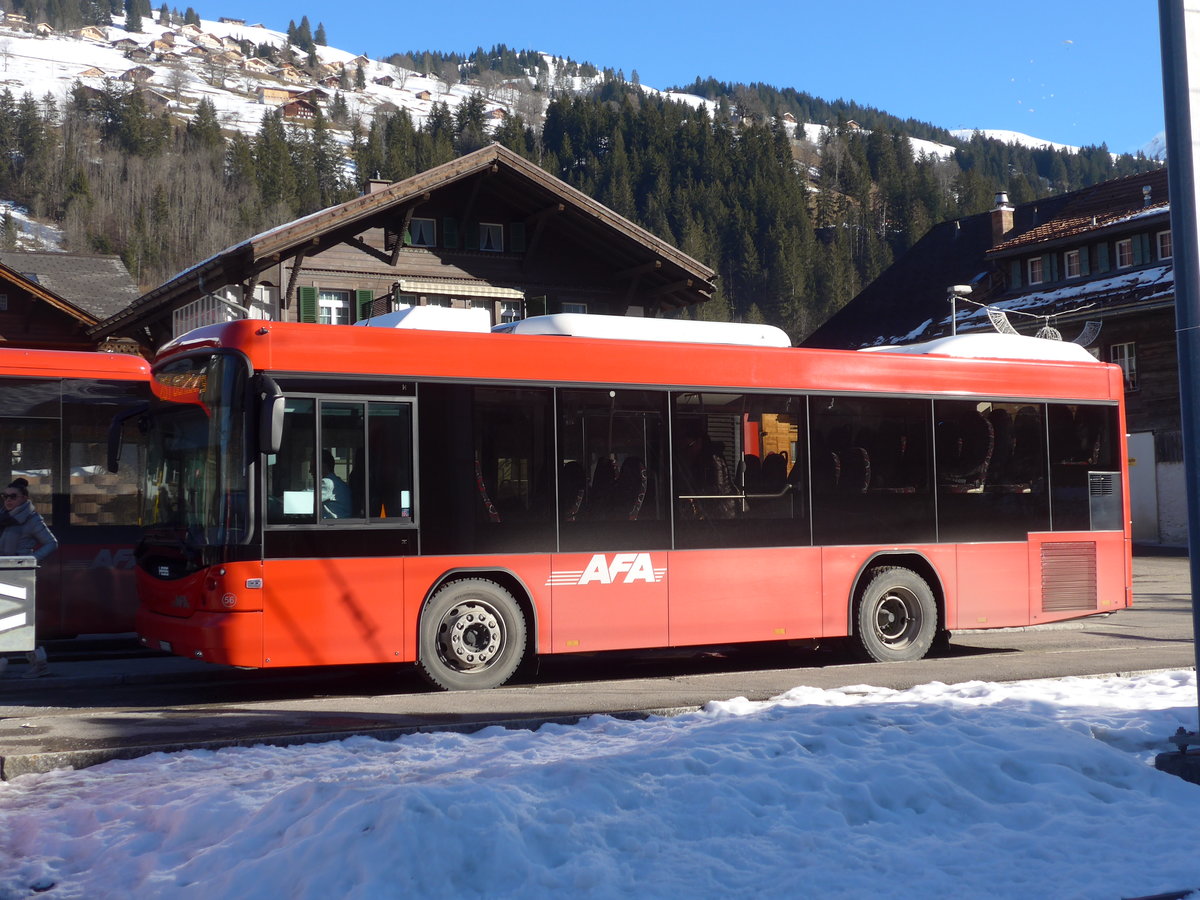 (188'088) - AFA Adelboden - Nr. 56/BE 611'030 - Scania/Hess am 28. Januar 2018 beim Bahnhof Lenk