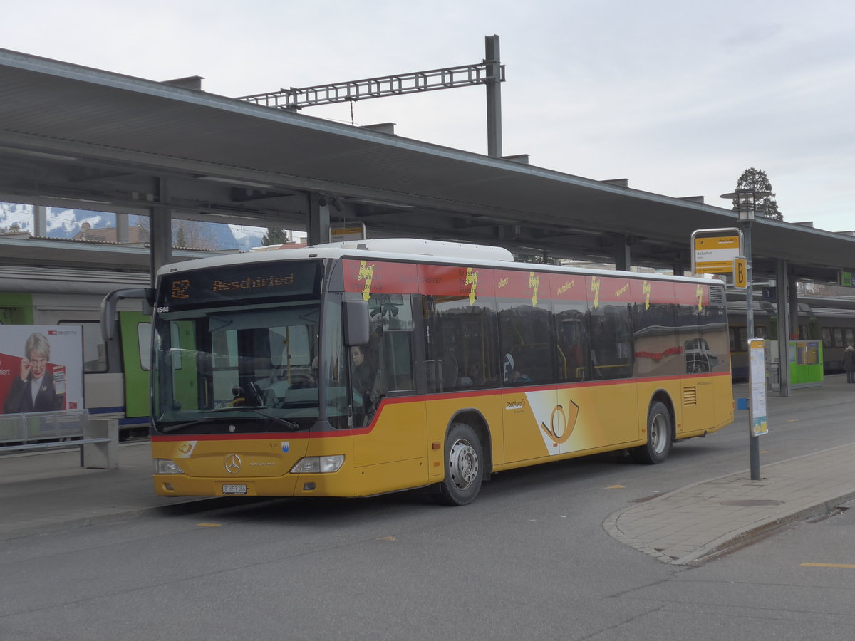 (188'220) - PostAuto Bern - BE 653'386 - Mercedes am 4. Februar 2018 beim Bahnhof Spiez