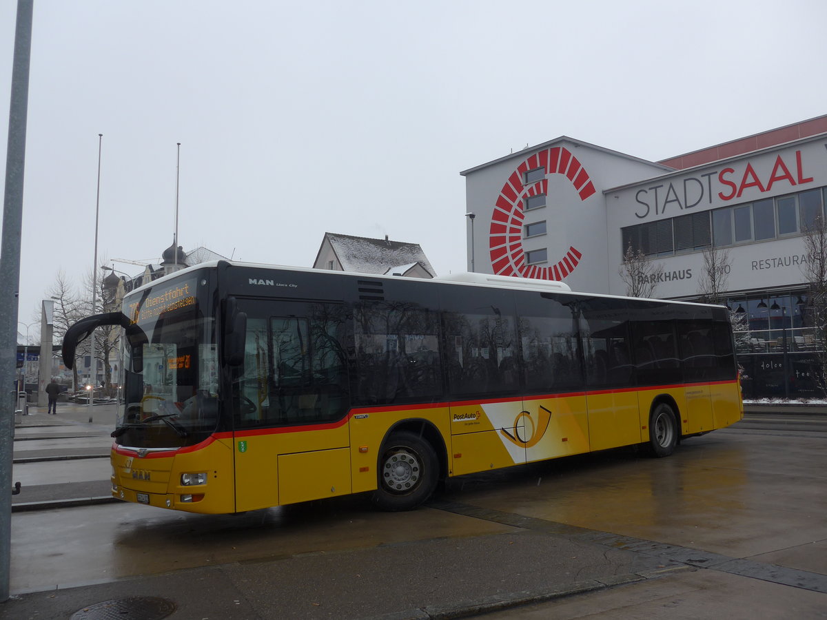 (188'287) - Postautobetriebe Unteres Toggenburg, Ltisburg - SG 214'322 - MAN am 8. Februar 2018 beim Bahnhof Wil