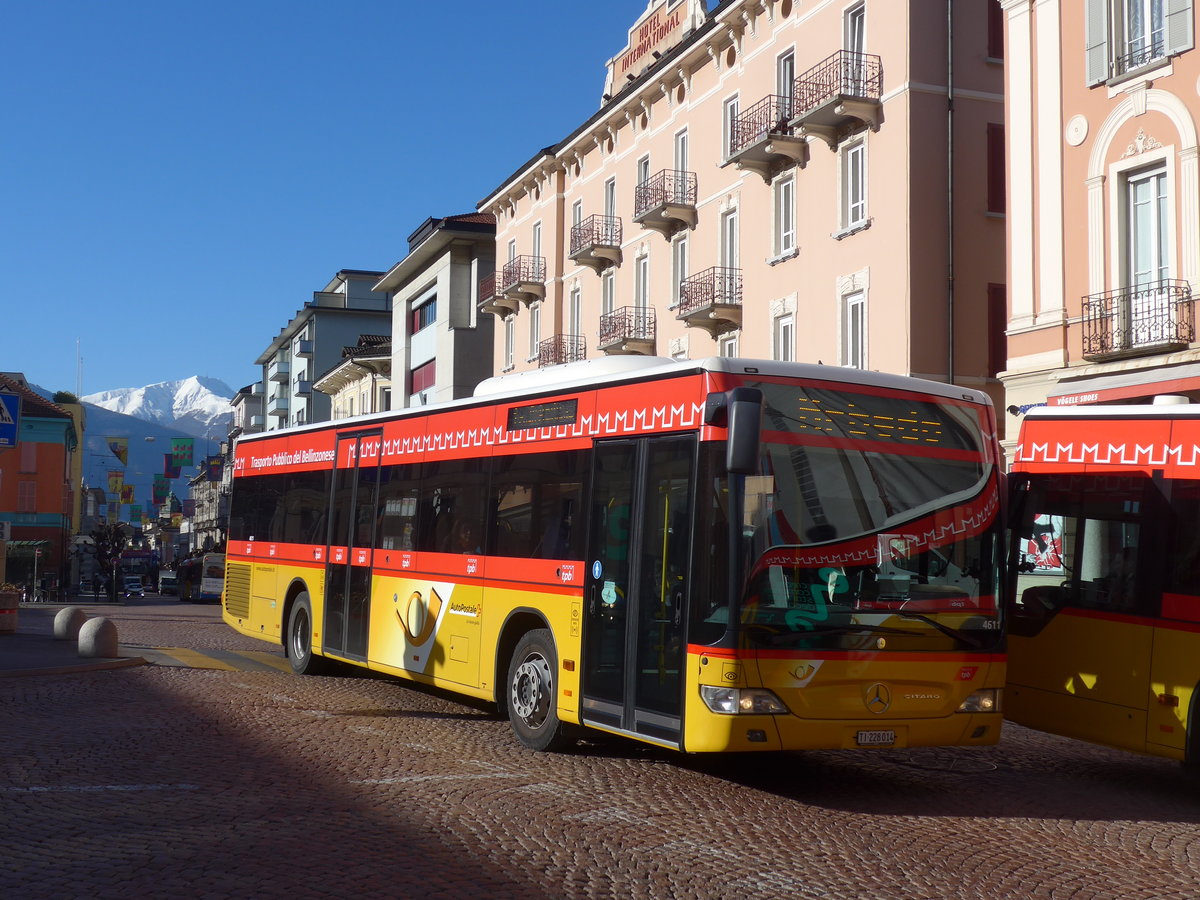 (188'563) - AutoPostale Ticino - TI 228'014 - Mercedes am 14. Februar 2018 beim Bahnhof Bellinzona