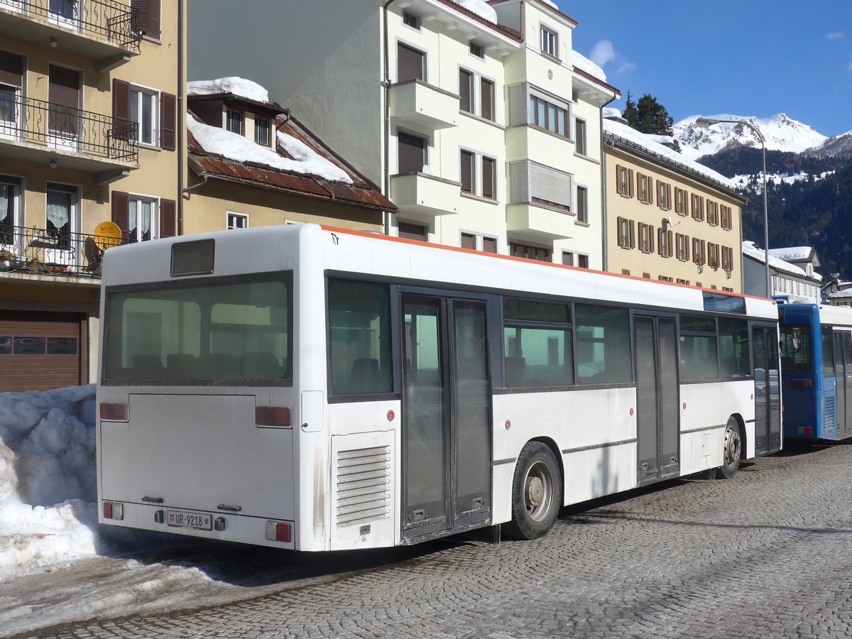 (188'602) - Meyer, Gschenen - UR 9218 - Mercedes (ex BSU Solothurn Nr. 65; ex BSU Solothurn Nr. 59) am 14. Februar 2018 beim Bahnhof Airolo