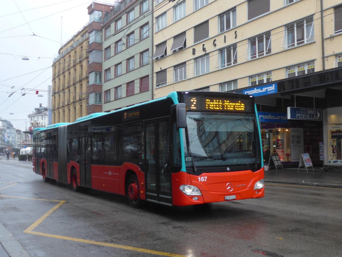 (188'660) - VB Biel - Nr. 167/BE 821'167 - Mercedes am 15. Februar 2018 beim Bahnhof Biel