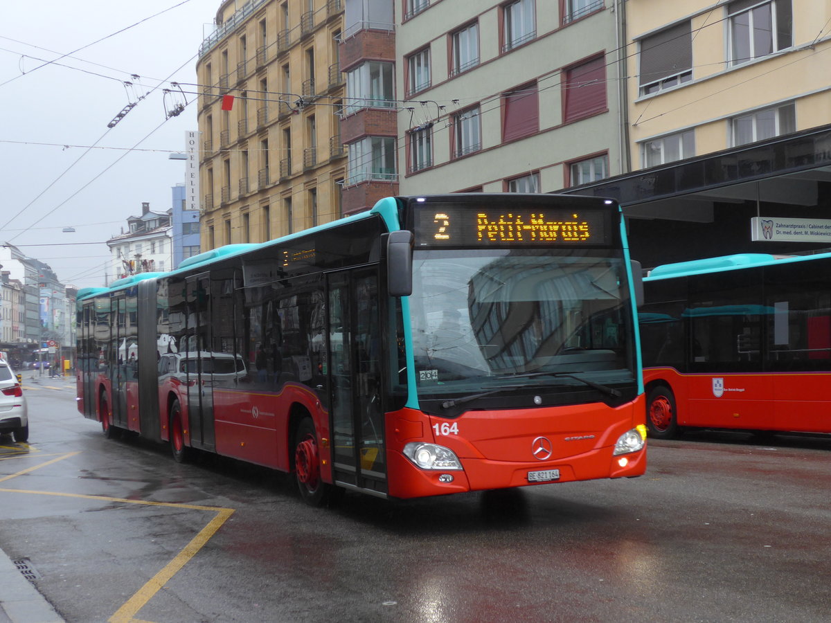 (188'681) - VB Biel - Nr. 164/BE 821'164 - Mercedes am 15. Februar 2018 beim Bahnhof Biel