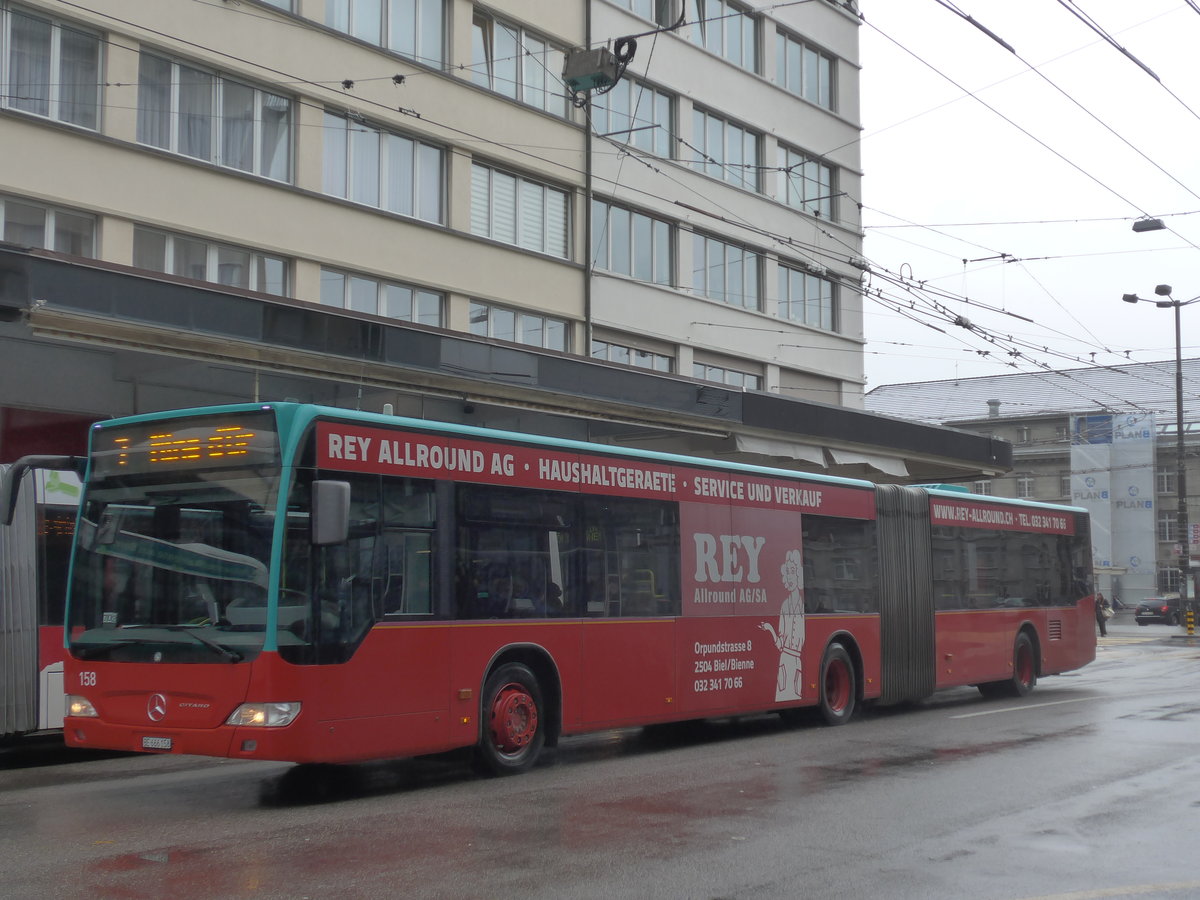 (188'695) - VB Biel - Nr. 158/BE 666'158 - Mercedes am 15. Februar 2018 beim Bahnhof Biel