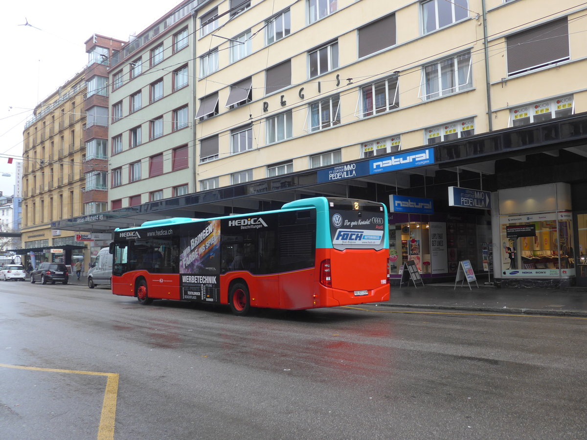 (188'719) - VB Biel - Nr. 190/BE 821'190 - Mercedes am 15. Februar 2018 beim Bahnhof Biel