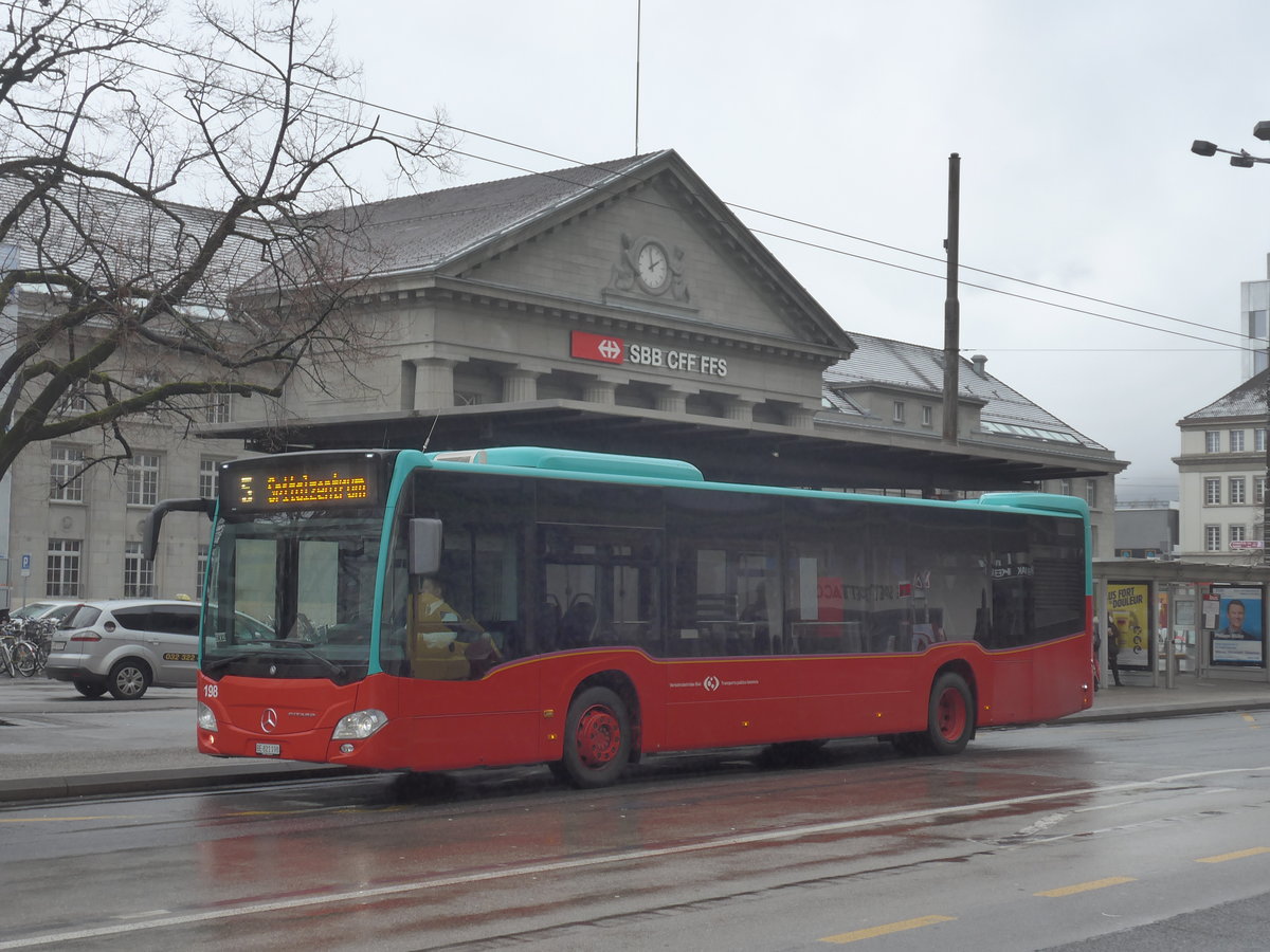 (188'733) - VB Biel - Nr. 198/BE 821'198 - Mercedes am 15. Februar 2018 beim Bahnhof Biel