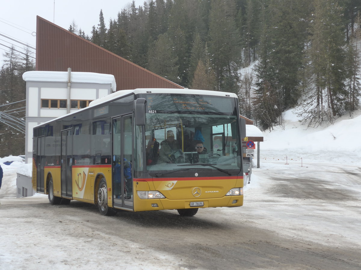 (188'783) - Jenal, Samnaun - GR 76'494 - Mercedes (ex PostAuto Nordschweiz) am 16. Februar 2018 in Samnaun, Bergbahnen