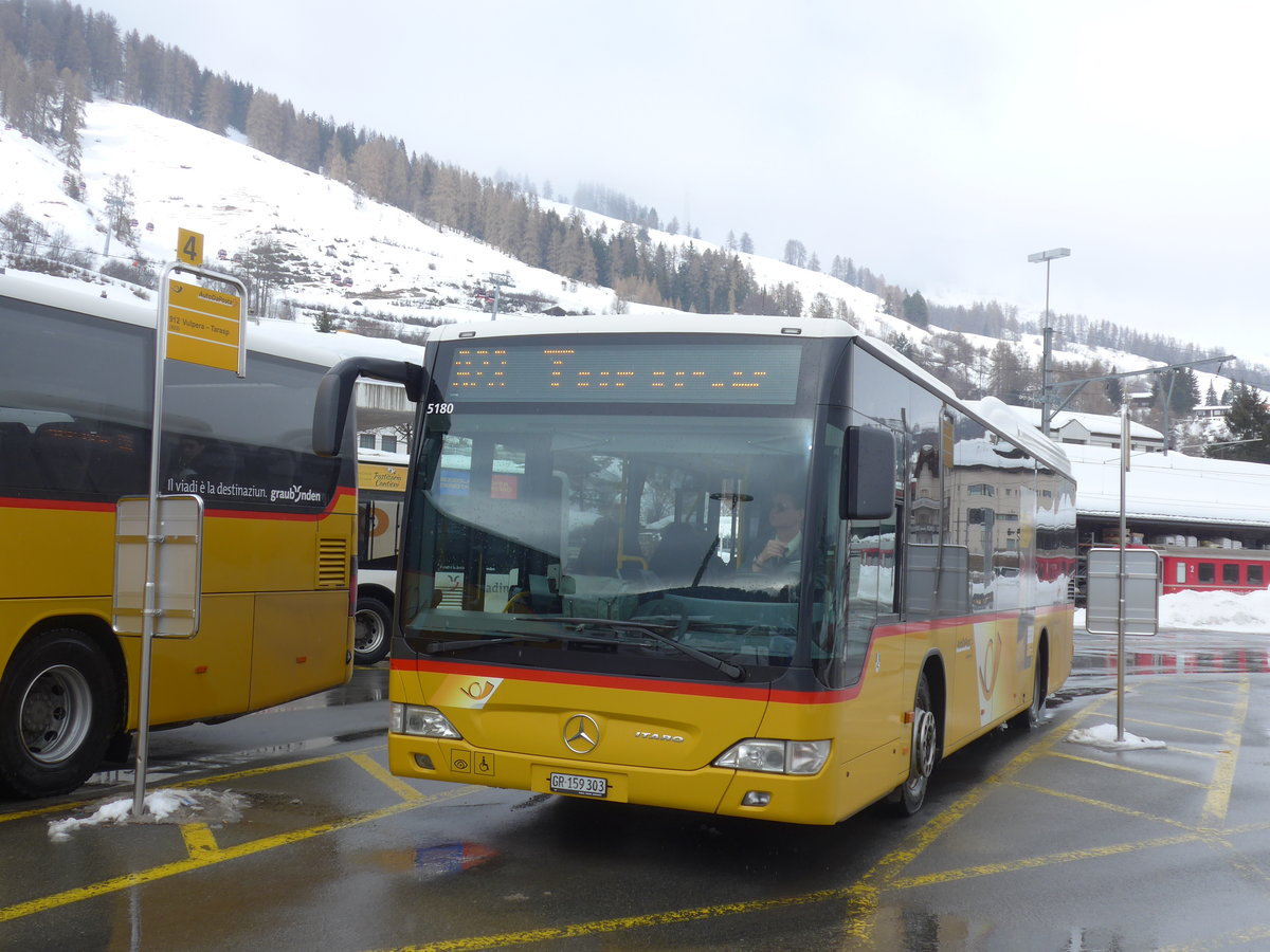 (188'808) - PostAuto Graubnden - GR 159'303 - Mercedes am 16. Februar 2018 beim Bahnhof Scuol-Tarasp