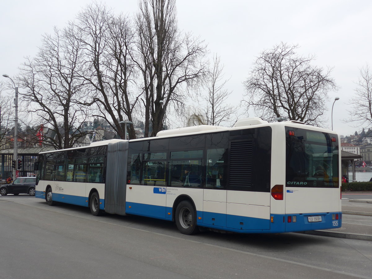 (189'421) - VBL Luzern - Nr. 155/LU 15'018 - Mercedes am 17. Mrz 2018 beim Bahnhof Luzern
