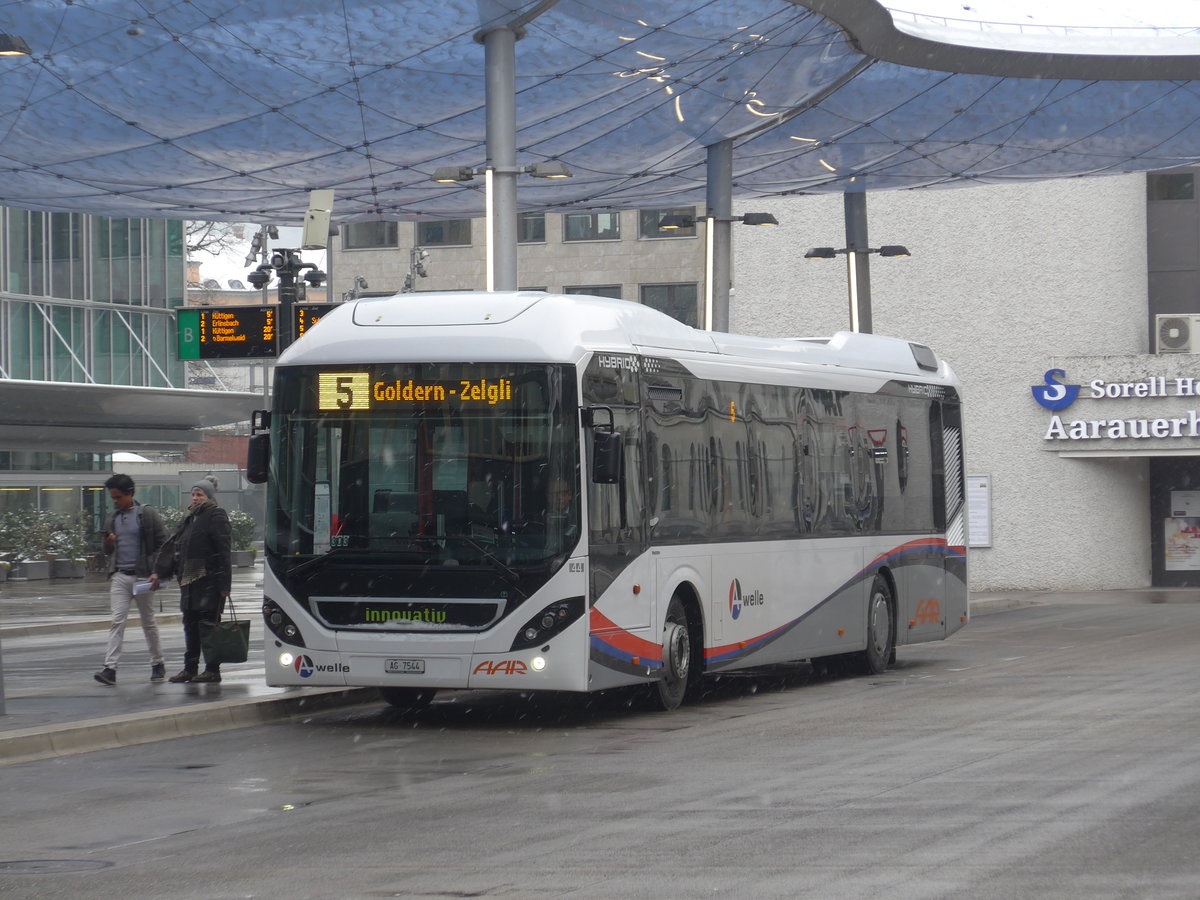 (189'470) - AAR bus+bahn, Aarau - Nr. 44/AG 7544 - Volvo am 19. Mrz 2018 beim Bahnhof Aarau