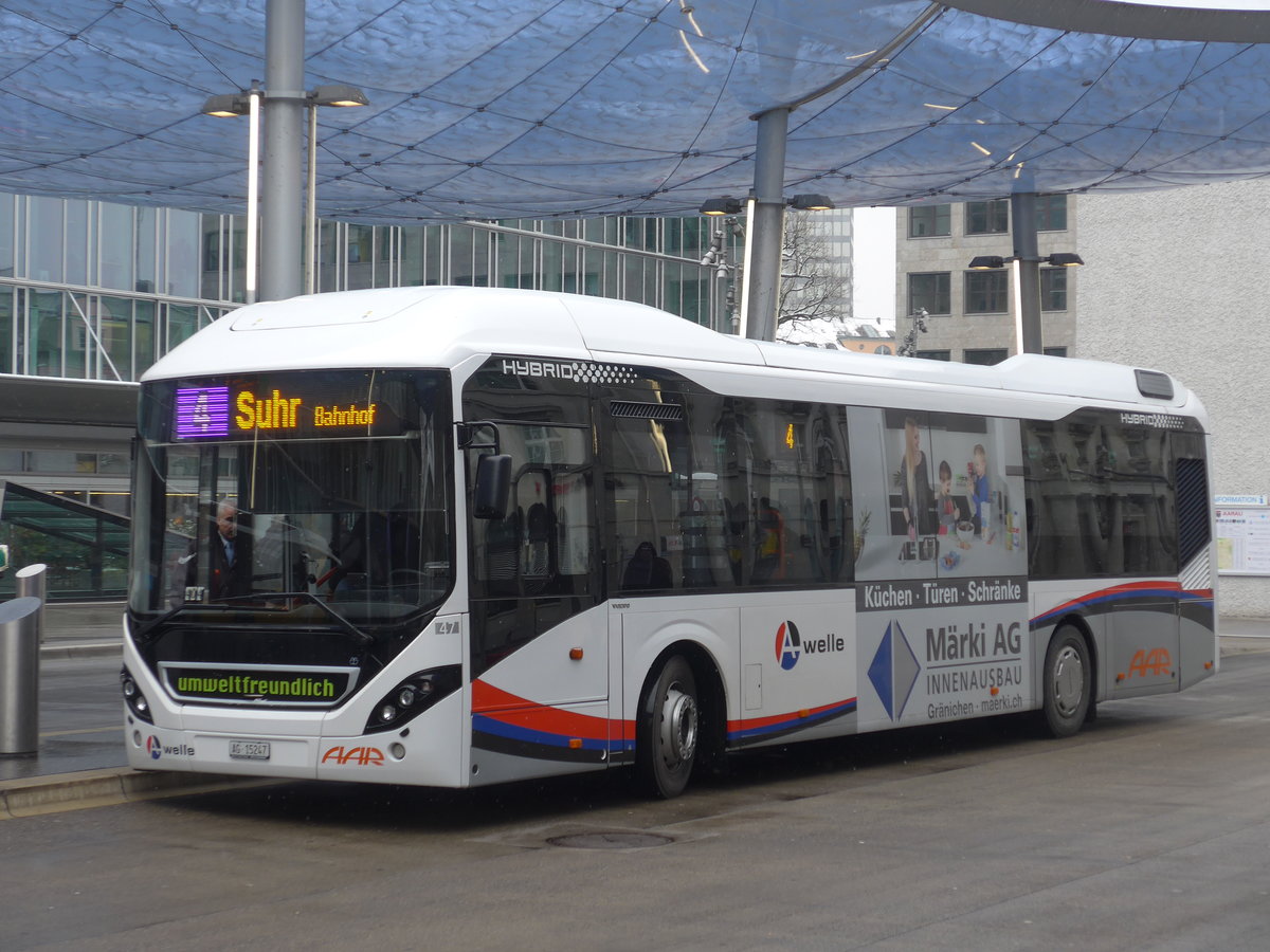 (189'482) - AAR bus+bahn, Aarau - Nr. 47/AG 15'247 - Volvo am 19. Mrz 2018 beim Bahnhof Aarau