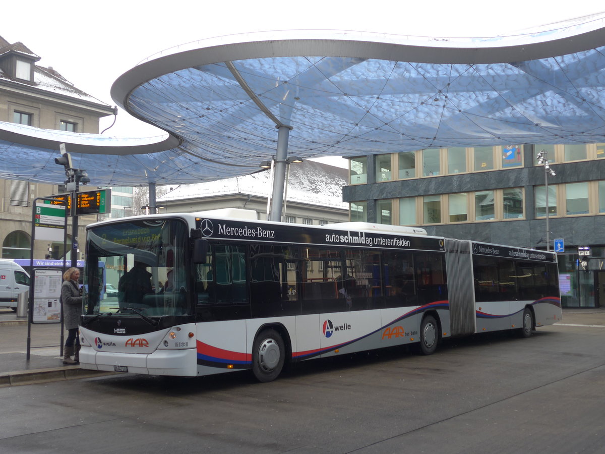 (189'485) - AAR bus+bahn, Aarau - Nr. 163/AG 441'163 - Scania/Hess am 19. Mrz 2018 beim Bahnhof Aarau