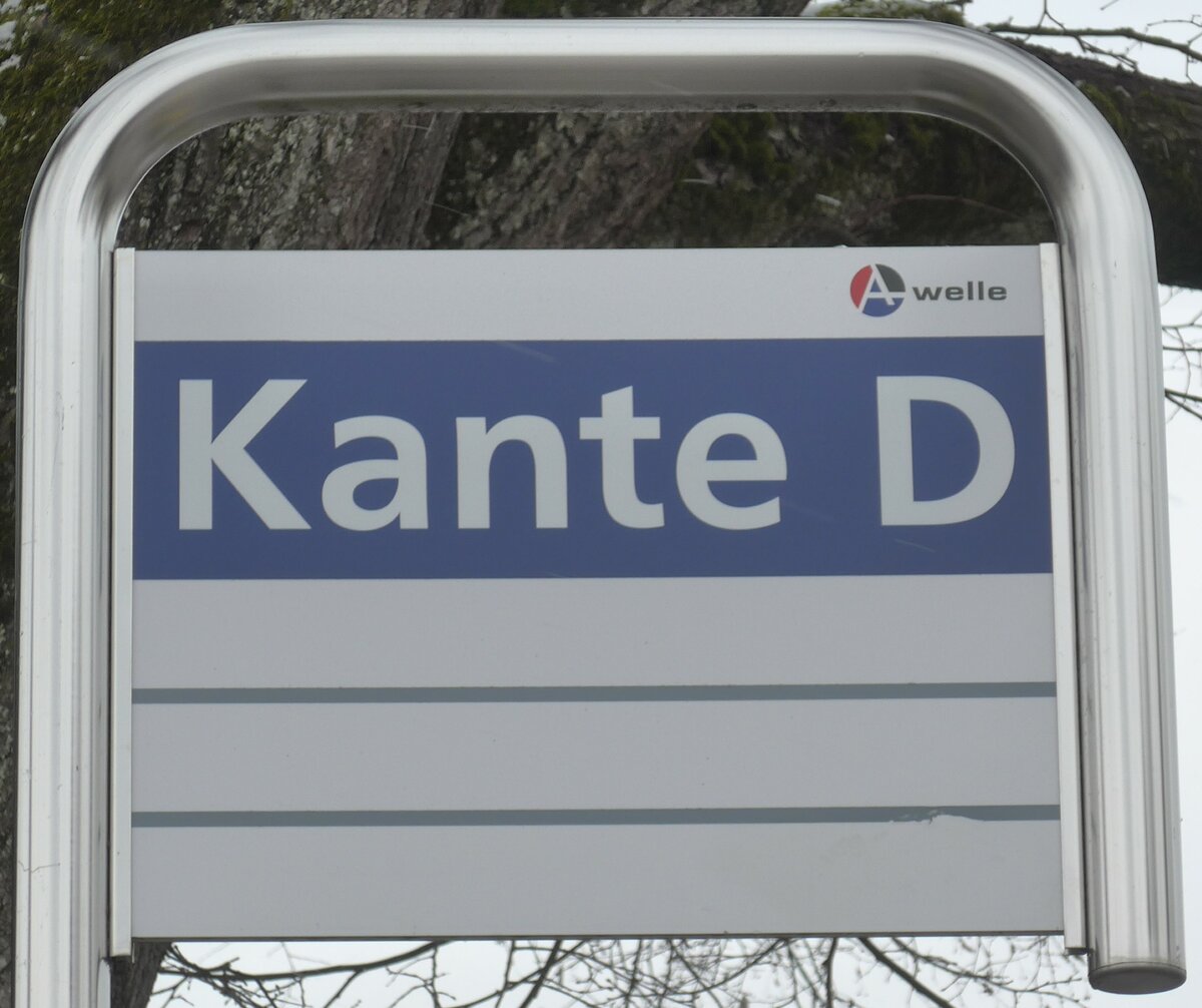 (189'533) - A-welle-Haltestellenschild - Lenzburg, Bahnhof - am 19. Mrz 2018