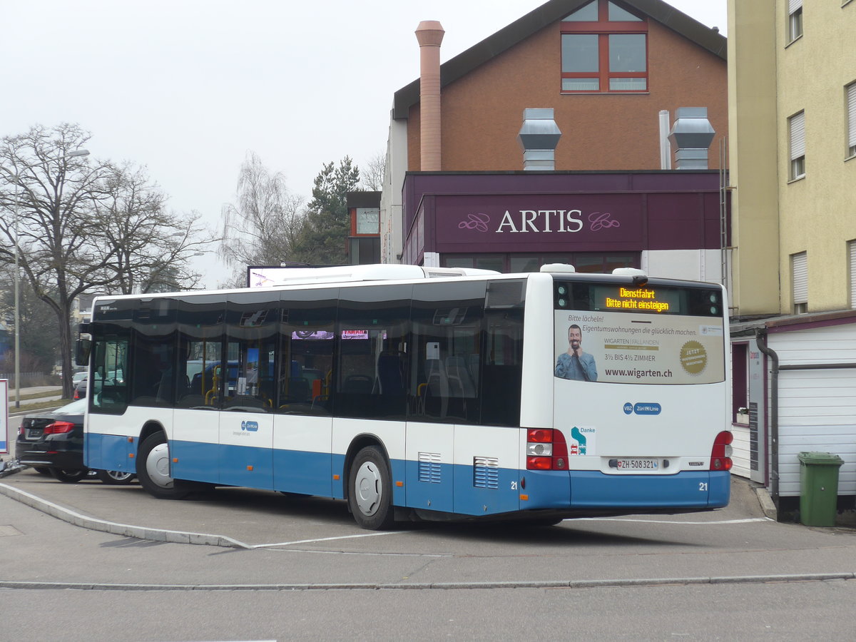(189'595) - ATE Bus, Effretikon - Nr. 21/ZH 508'321 - MAN am 19. Mrz 2018 in Kloten, Bassersdorferstrasse
