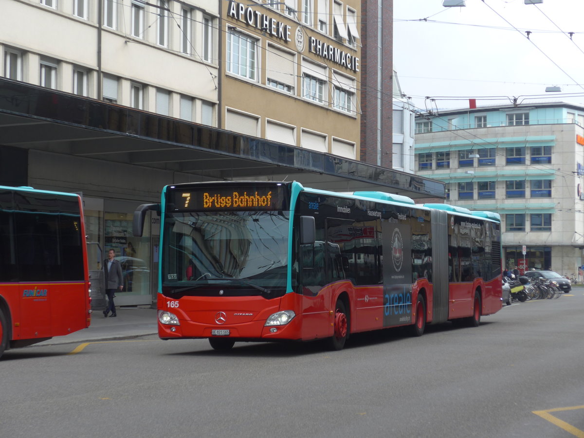 (189'625) - VB Biel - Nr. 165/BE 821'165 - Mercedes am 26. Mrz 2018 beim Bahnhof Biel