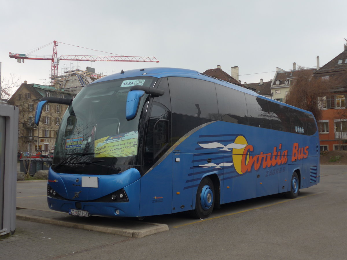 (189'674) - Aus Kroatien: Croatia Bus, Zagreb - ZG 6611-GA - Volvo/Atomic am 26. Mrz 2018 in Zrich, Sihlquai