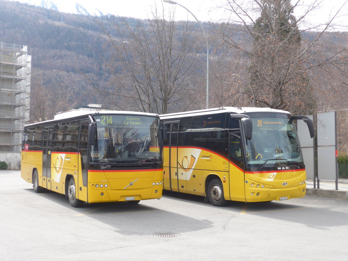(189'723) - TMR Martigny - Nr. 140/VS 311'303 - Volvo am 30. Mrz 2018 beim Bahnhof Martigny