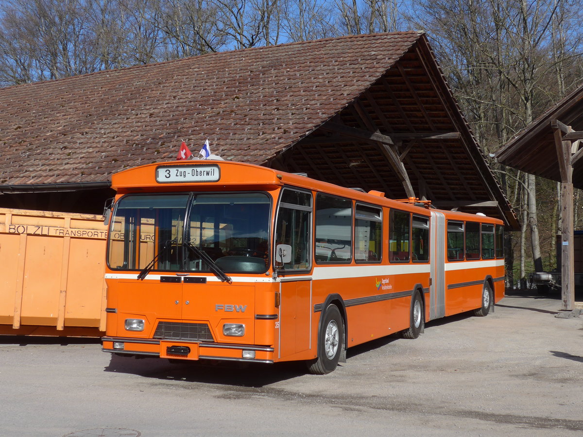 (190'022) - ZVB Zug (RWB) - Nr. 35 - FBW/Hess am 7. April 2018 in Oberburg, Ziegelgut