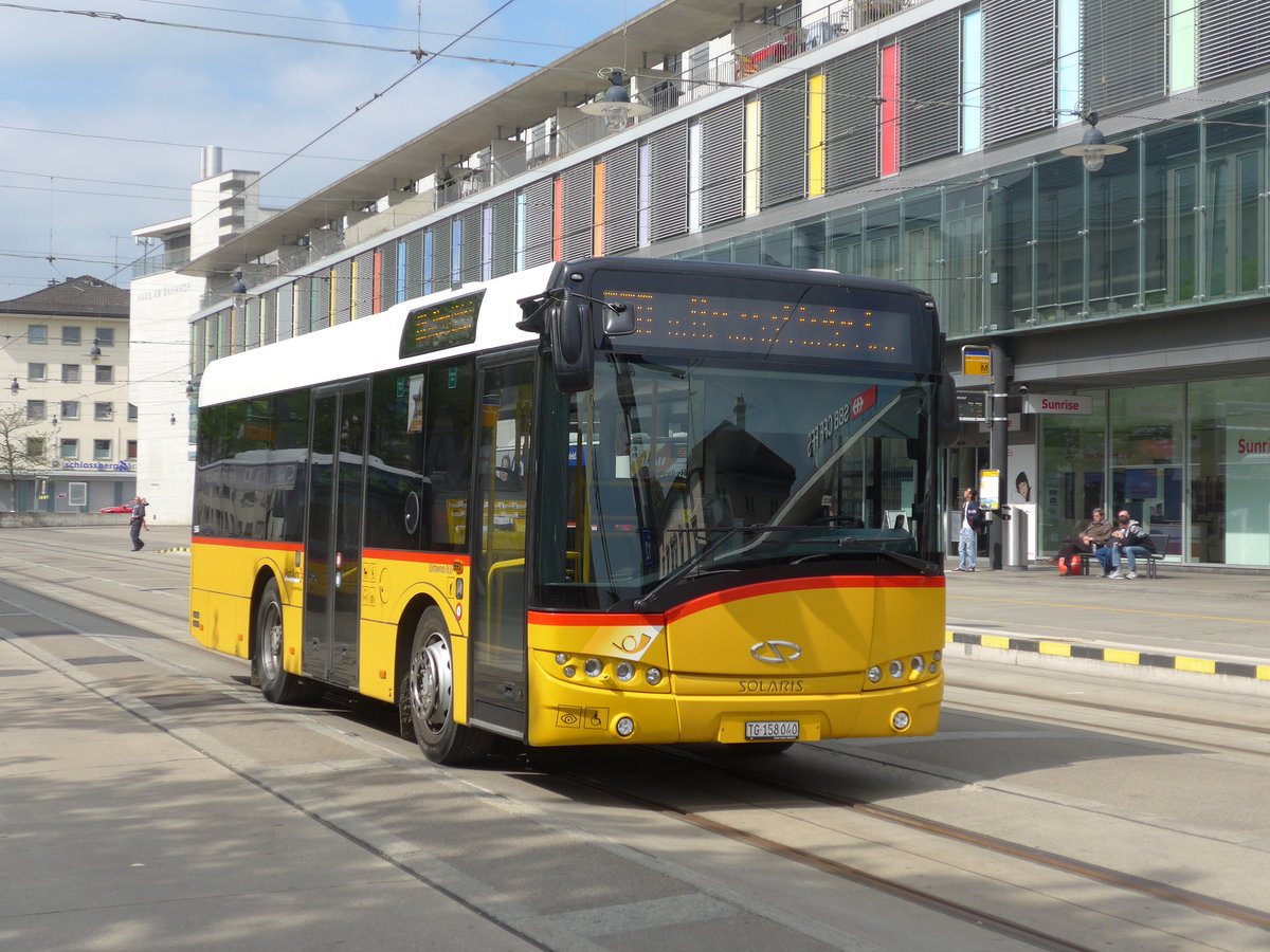 (192'572) - PostAuto Ostschweiz - TG 158'040 - Solaris am 5. Mai 2018 beim Bahnhof Frauenfeld