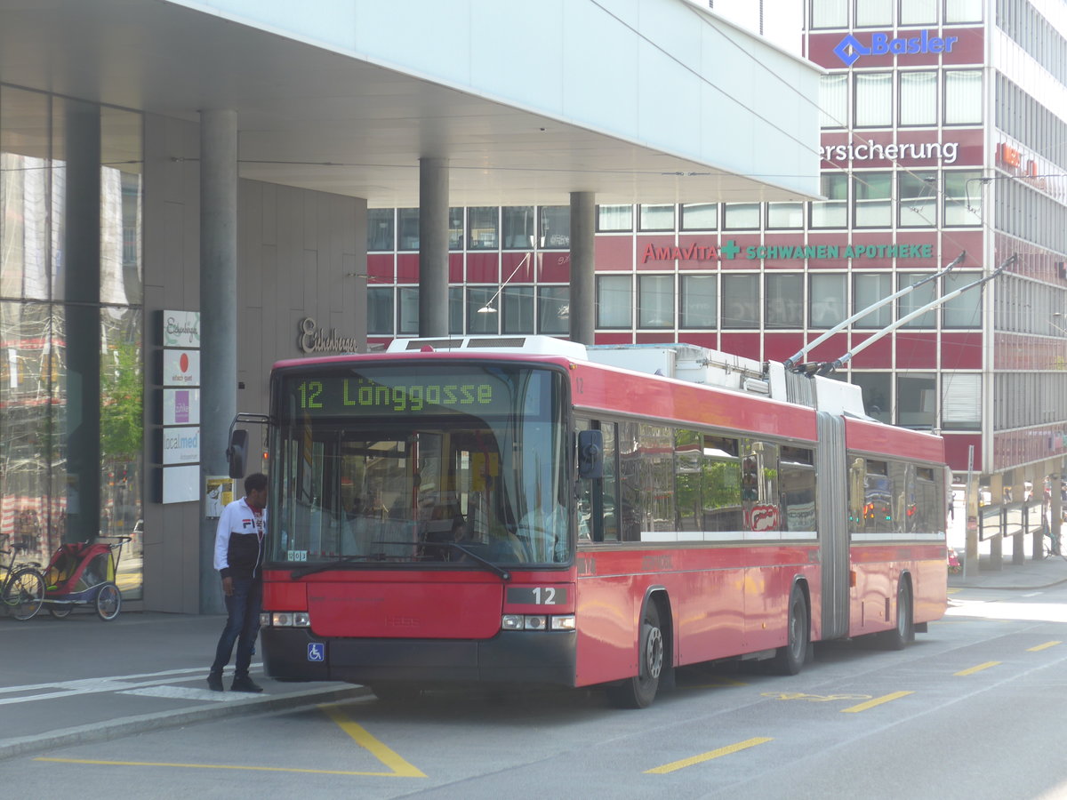 (192'804) - Bernmobil, Bern - Nr. 12 - NAW/Hess Gelenktrolleybus am 6. Mai 2018 in Bern, Schanzenstrasse