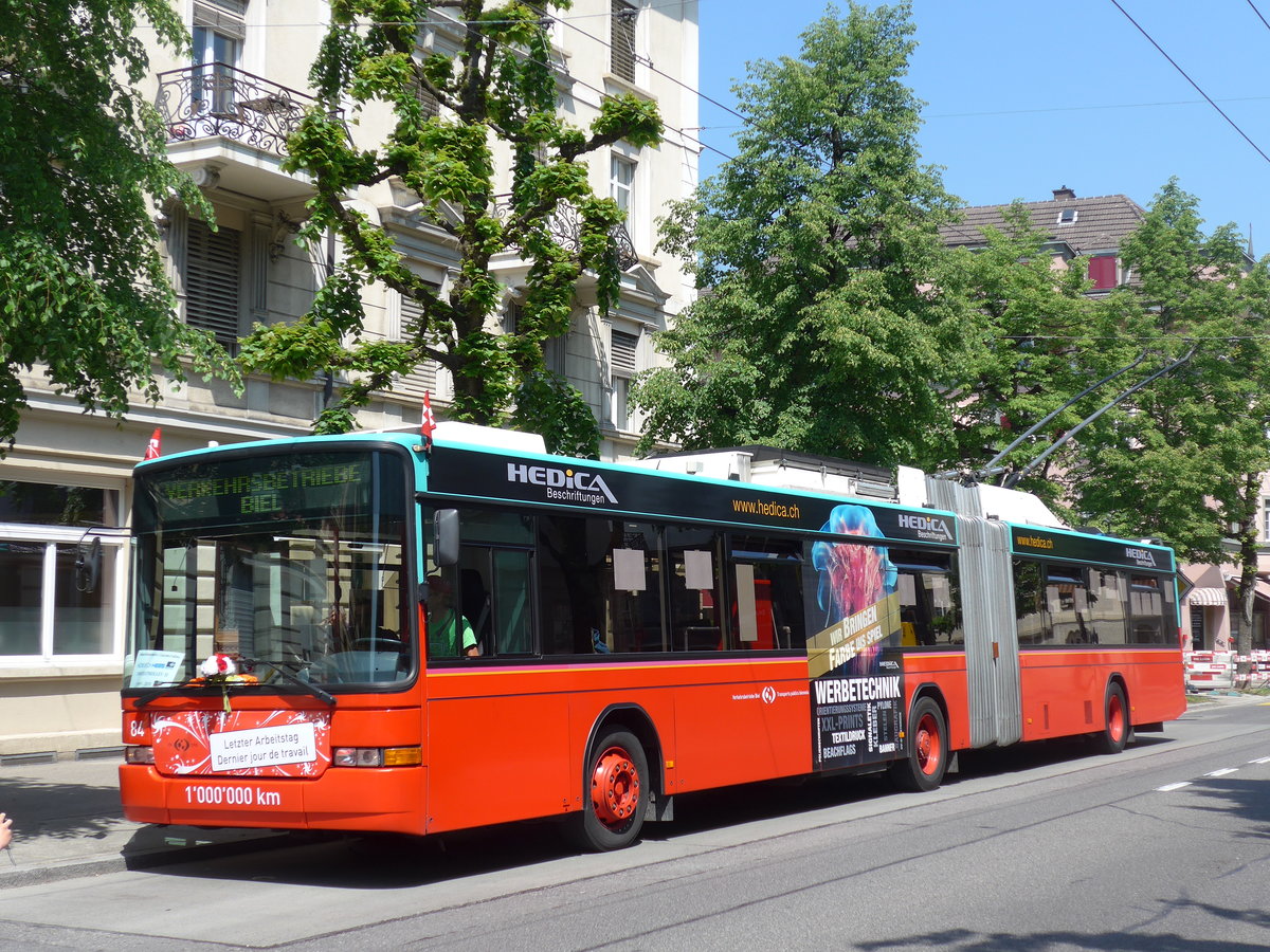 (192'865) - VB biel - Nr. 84 - NAW/Hess Gelenktrolleybus am 6. Mai 2018 in Biel, Gurzelen