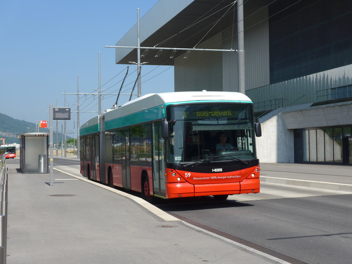 (192'890) - VB Biel - Nr. 59 - Hess/Hess Gelenktrolleybus am 6. Mai 2018 in Biel, Stadien