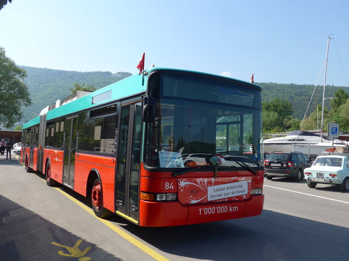 (192'899) - VB Biel - Nr. 84 - NAW/Hess Gelenktrolleybus am 6. Mai 2018 in Biel, Schloss-Strasse