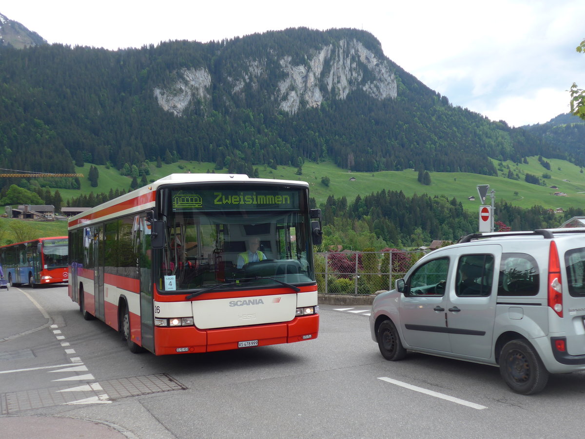 (193'275) - Lathion, Sion - Nr. 26/VS 478'999 - Scania/Hess (ex AAGS Schwyz Nr. 12) am 21. Mai 2018 in Chteau-d'Oex, Bahnhofstrasse