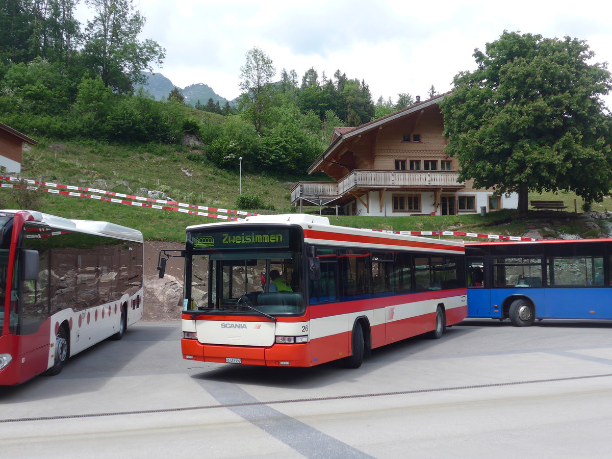 (193'311) - Lathion, Sion - Nr. 26/VS 478'999 - Scania/Hess (ex AAGS Schwyz Nr. 12) am 21. Mai 2018 beim Bahnhof Montbovon