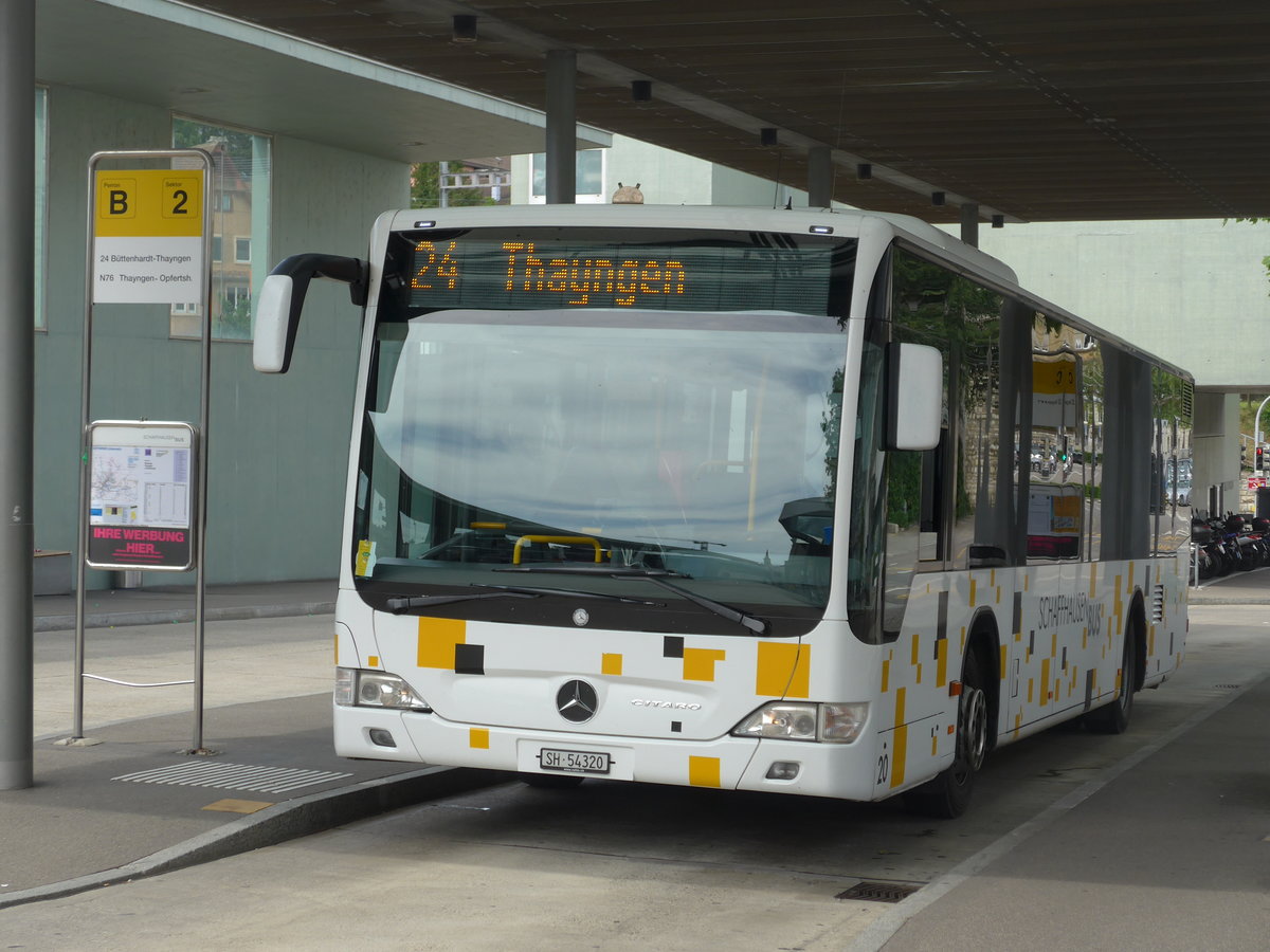 (193'994) - SB Schaffhausen - Nr. 20/SH 54'320 - Mercedes am 10. Juni 2018 beim Bahnhof Schaffhausen