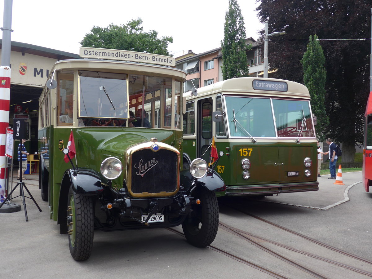 (194'358) - SVB Bern (Bernmobil historique) - Nr. 5/BE 29'005 - Saurer am 24. Juni 2018 in Bern, Weissenbhl