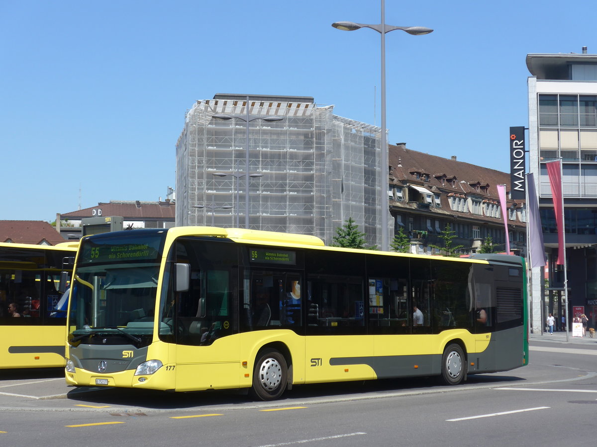 (194'493) - STI Thun - Nr. 177/BE 752'177 - Mercedes am 1. Juli 2018 beim Bahnhof Thun