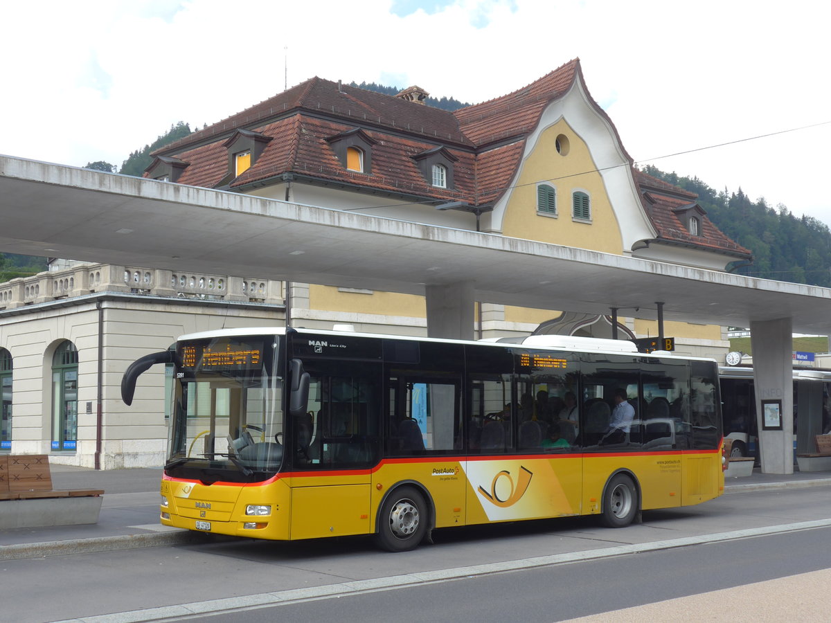 (194'568) - Postautobetriebe Unteres Toggenburg, Ltisburg - SG 47'120 - MAN/Gppel am 7. Juli 2018 beim Bahnhof Wattwil