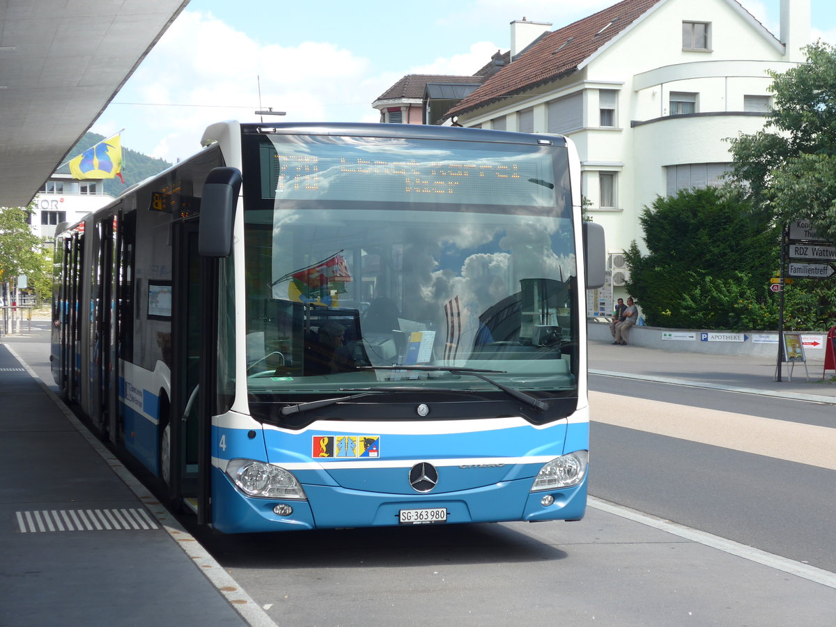 (194'578) - BLWE Wattwil - Nr. 4/SG 363'980 - Mercedes am 7. Juli 2018 beim Bahnhof Wattwil