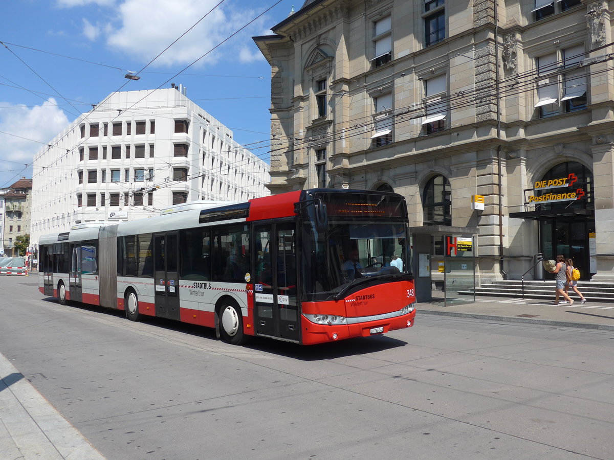 (194'644) - SW Winterthur - Nr. 348/ZH 766'348 - Solaris am 7. Juli 2018 beim Hauptbahnhof Winterthur