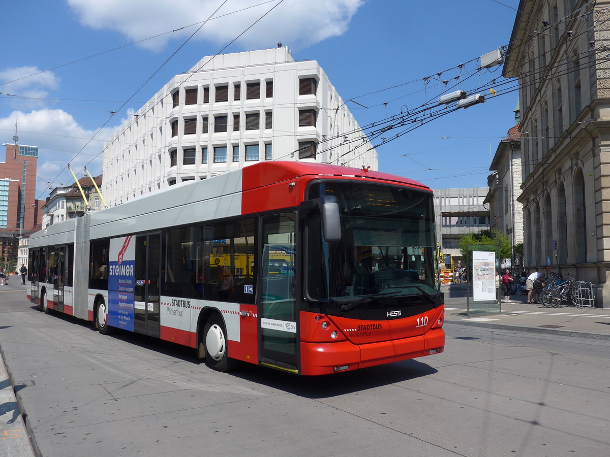 (194'645) - SW Winterthur - Nr. 110 - Hess/Hess Gelenktrolleybus am 7. Juli 2018 beim Hauptbahnhof Winterthur