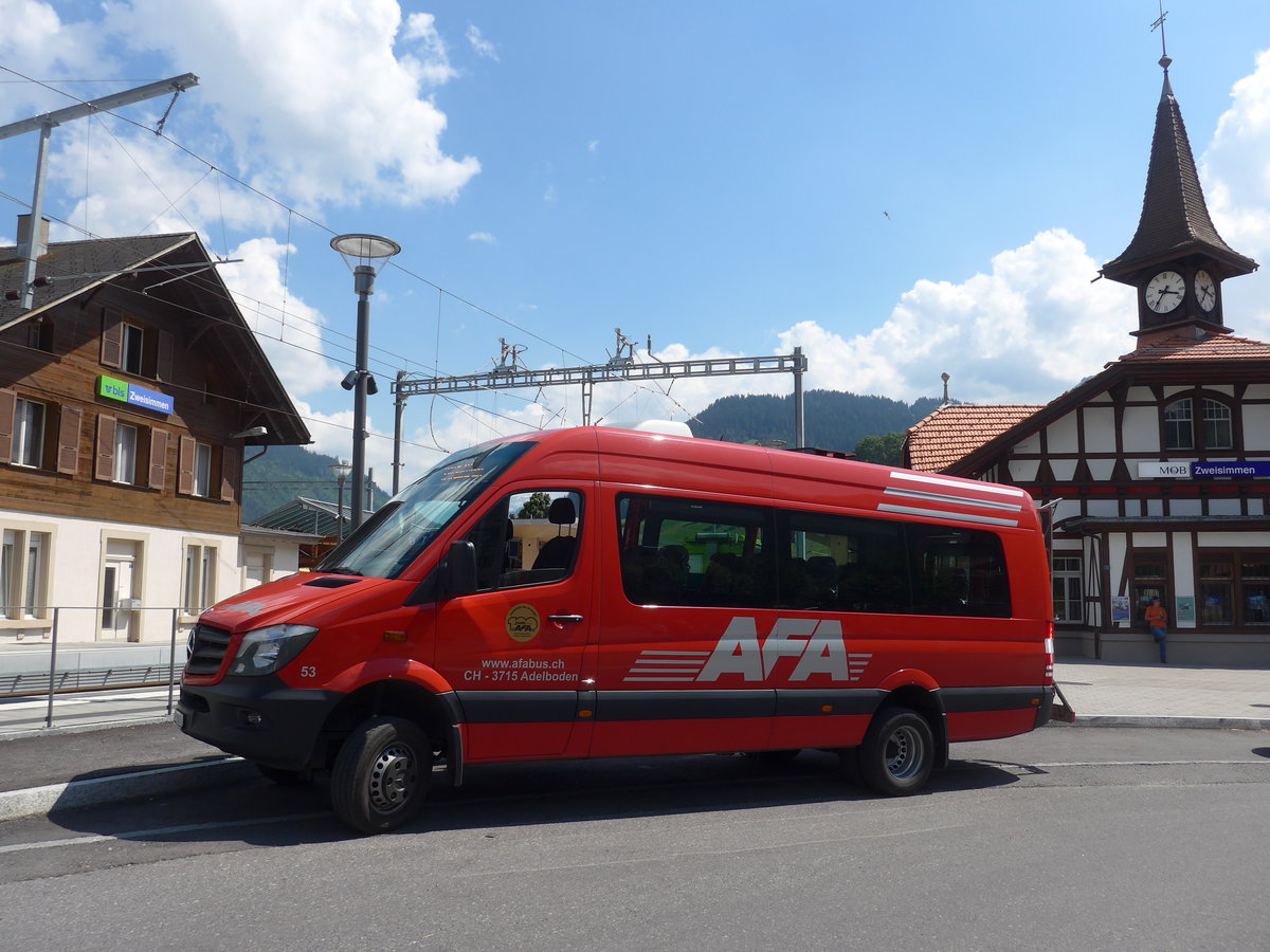 (194'718) - AFA Adelboden - Nr. 53/BE 210'631 - Mercedes am 9. Juli 2018 beim Bahnhof Zweisimmen