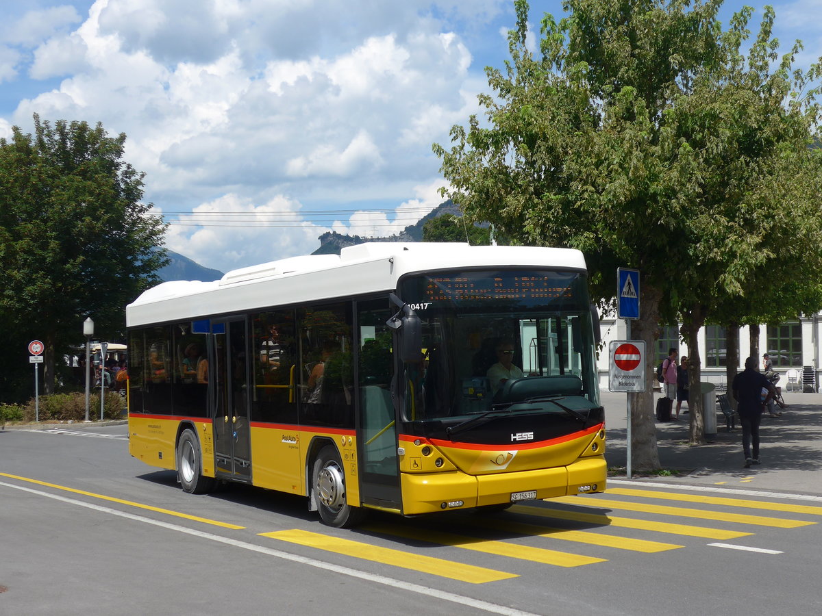 (194'865) - Gessinger, Bad Ragaz - SG 156'317 - Scania/Hess am 15. Juli 2018 beim Bahnhof Bad Ragaz
