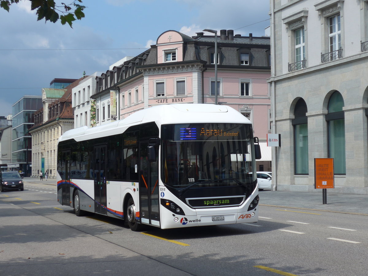 (195'079) - AAR bus+bahn, Aarau - Nr. 43/AG 389'243 - Volvo am 23. Juli 2018 beim Bahnhof Aarau
