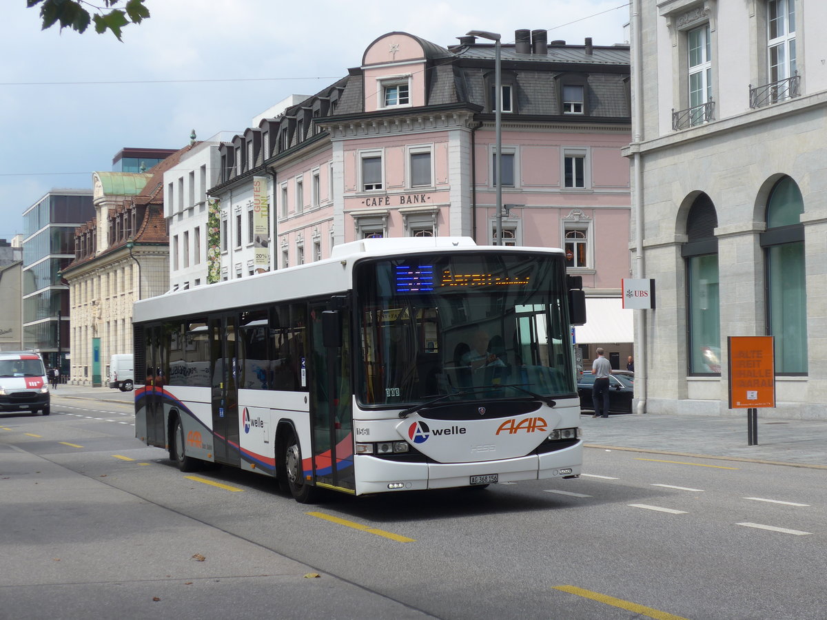 (195'095) - AAR bus+bahn, Aarau - Nr. 156/AG 368'156 - Scania/Hess am 23. Juli 2018 beim Bahnhof Aarau