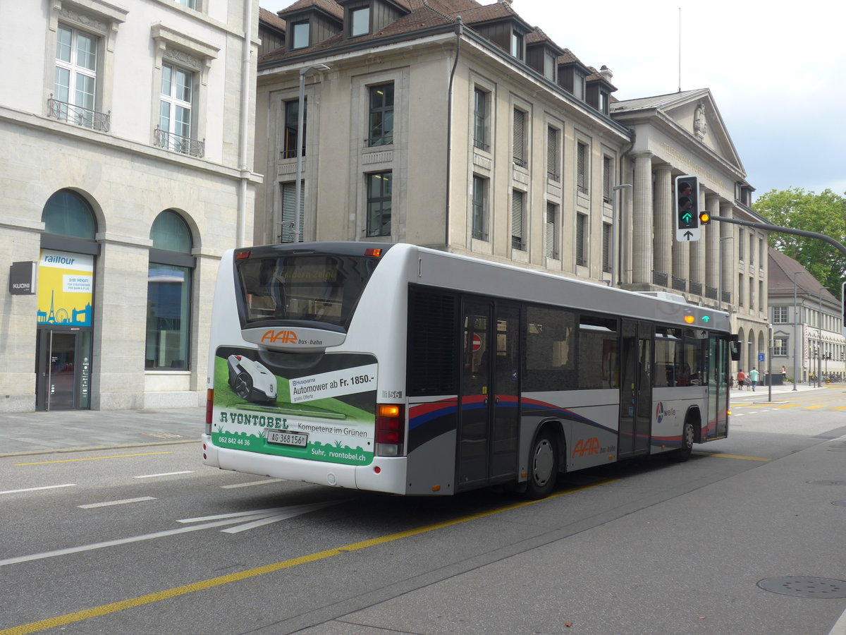 (195'096) - AAR bus+bahn, Aarau - Nr. 156/AG 368'156 - Scania/Hess am 23. Juli 2018 beim Bahnhof Aarau