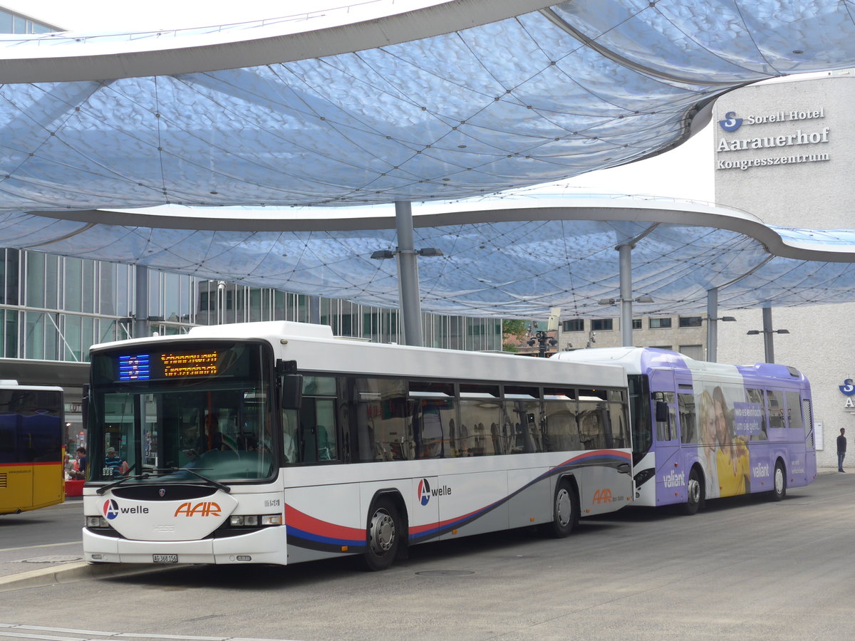 (195'106) - AAR bus+bahn, Aarau - Nr. 156/AG 368'156 - Scania/Hess am 23. Juli 2018 beim Bahnhof Aarau