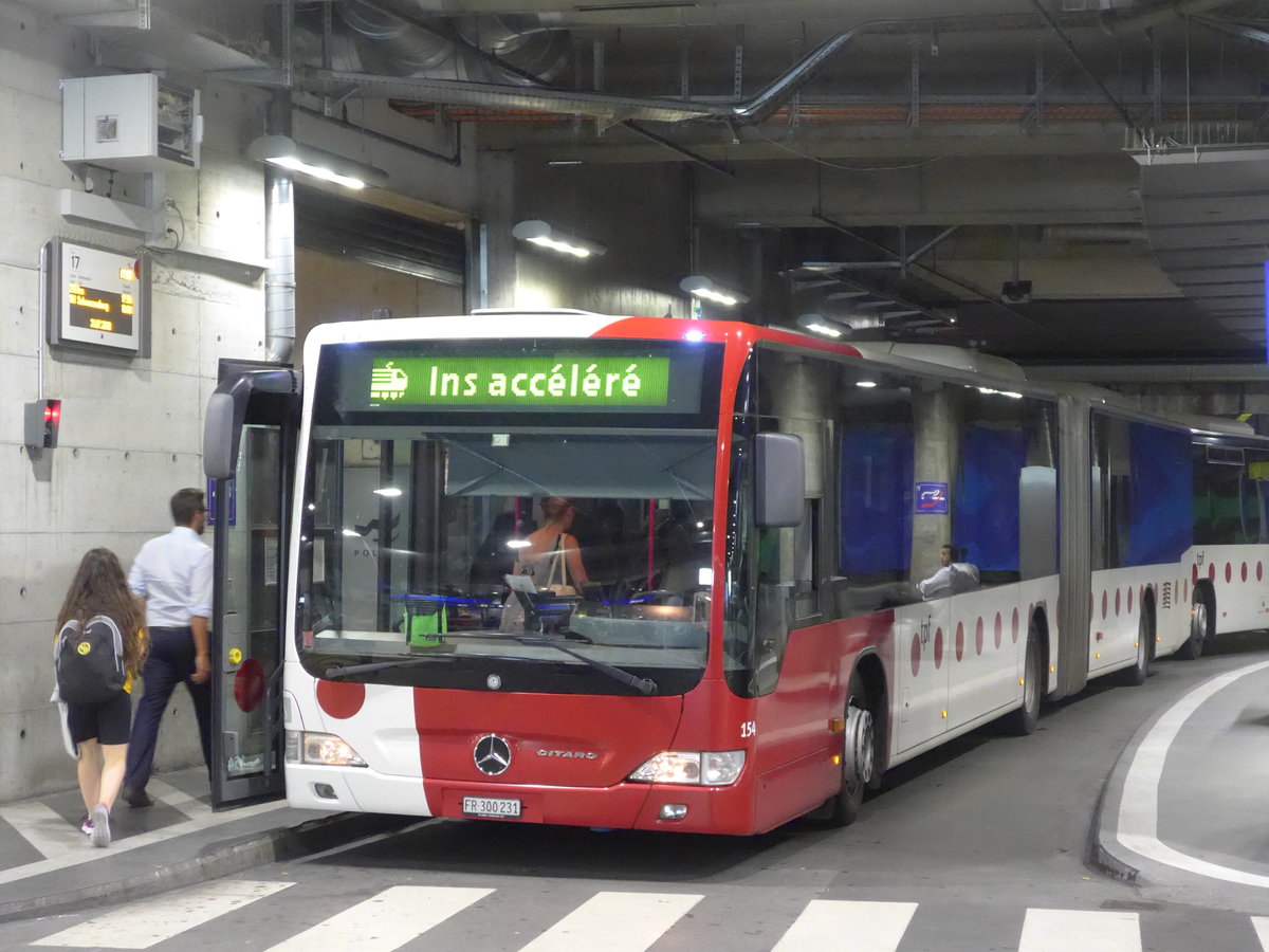(195'328) - TPF Fribourg - Nr. 154/FR 300'231 - Mercedes am 31. Juli 2018 in Fribourg, Busbahnhof
