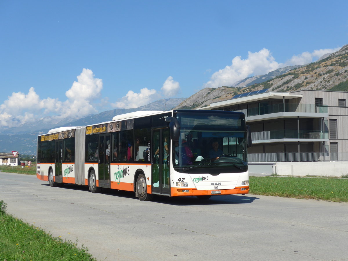 (196'005) - Regiobus, Gossau - Nr. 42/SG 283'920 - MAN am 19. August 2018 in Turtmann, Flugplatz